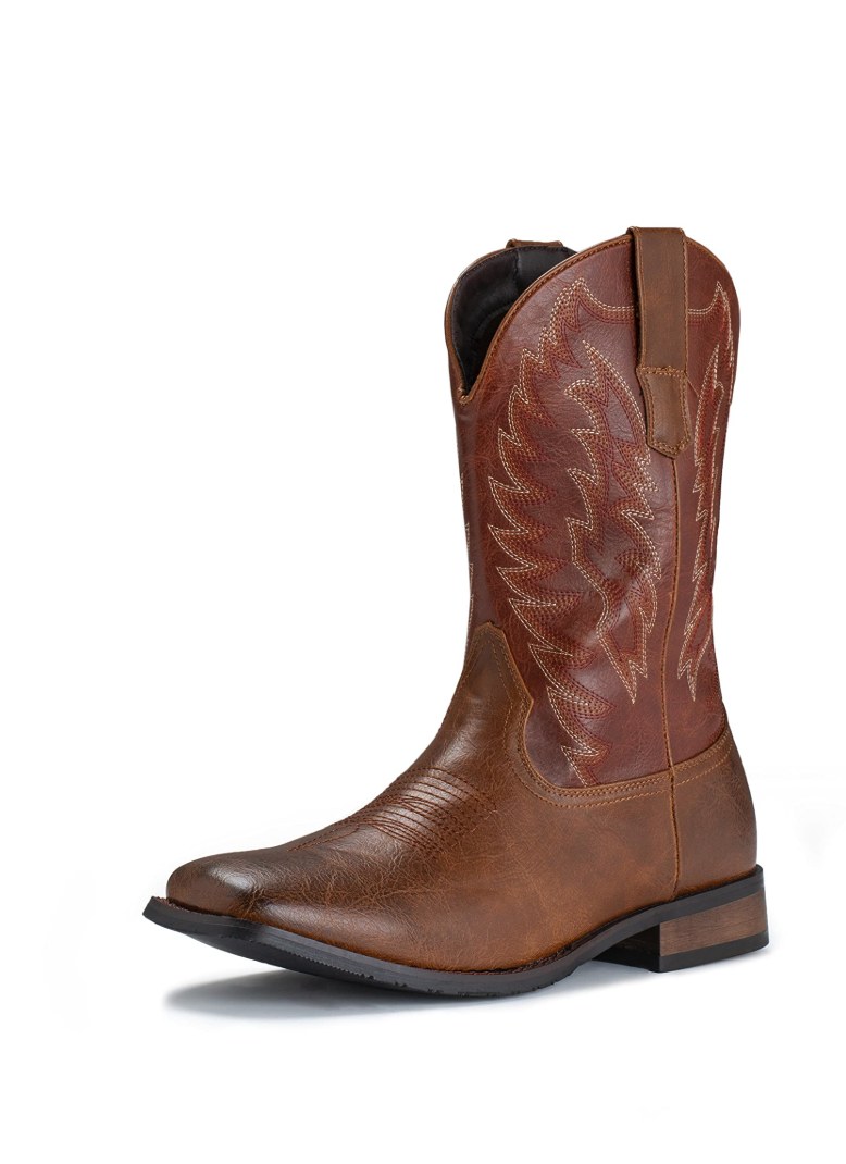 Close-up of Iuv Cowboy Boots featuring embroidered Western detailing and distressed leather finish